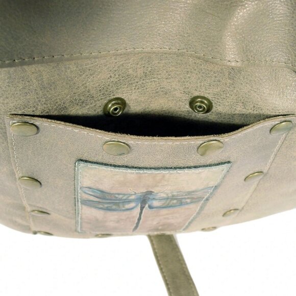 KBD SUDIO Iridescent Leather Dragonfly Pocket Crossbody Bag - Handcrafted in USA - Picture 7 of 11